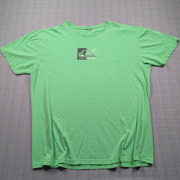 Vintage Quiksilver T-Shirt Adult XL Green 2‎ Sided Graphic Skater Y2K Surfwear - Picture 1 of 8